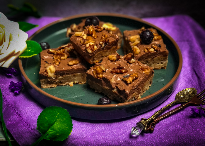 Banana Cake Bars with Low Carb Chocolate Frosting