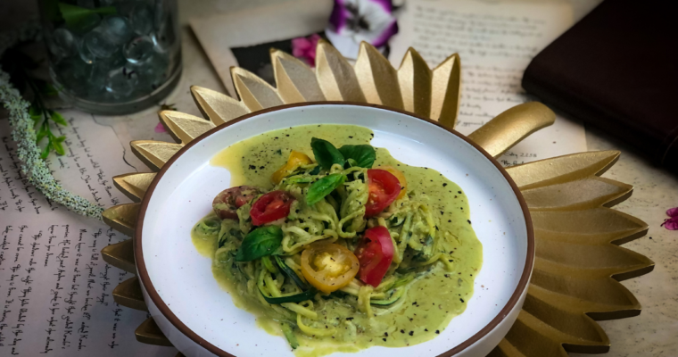 Zucchini Noodles with Pine Nuts Pesto