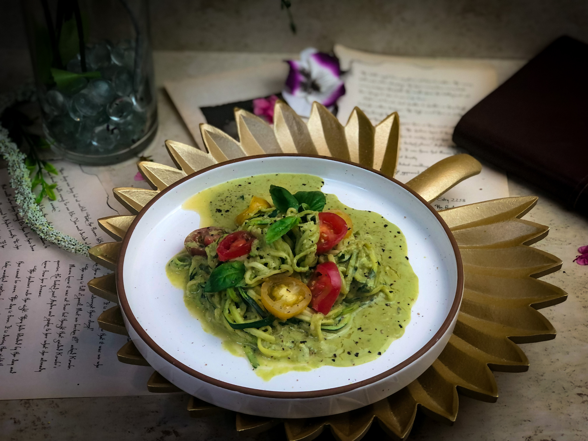 Zucchini Noodles with Pine Nuts Pesto